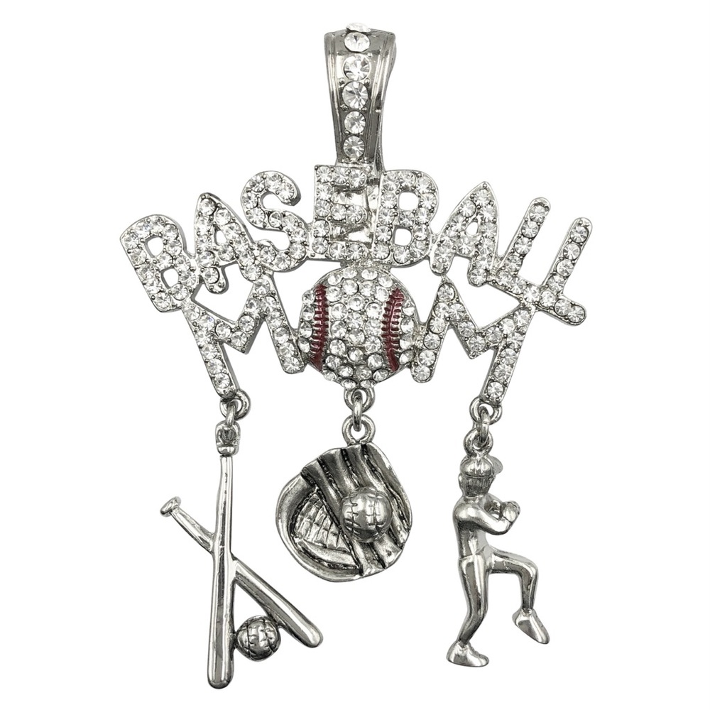 Baseball Mom Big Bling Rhinestone Pendant